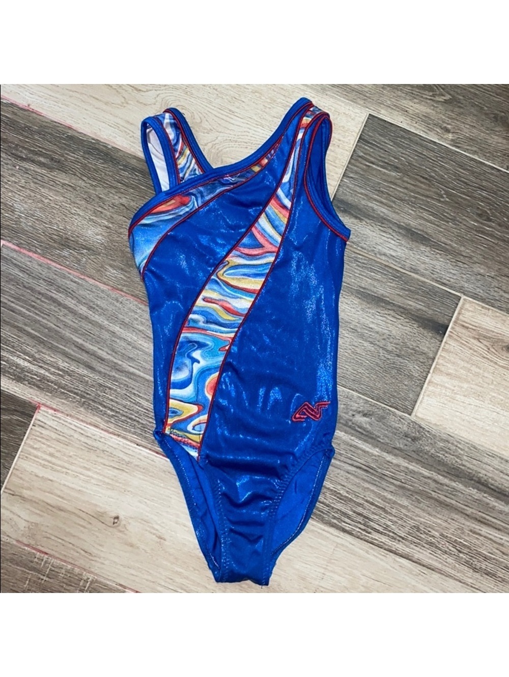 Sparkly Blue Asymmetrical Leotard sz CM